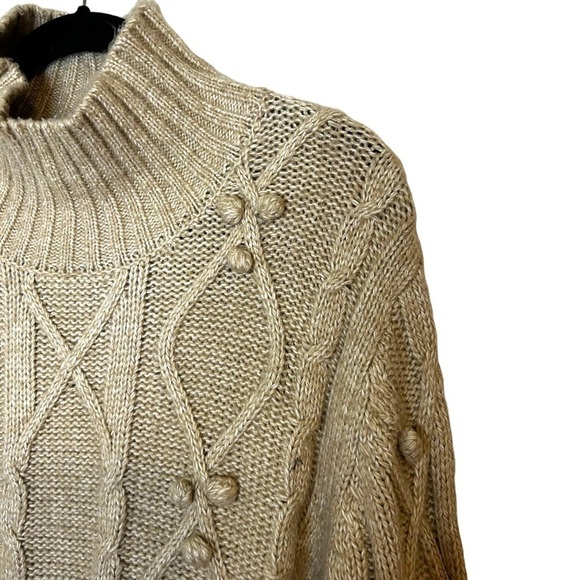 Cupcakes and Cashmere Cable Knit Pom Pom Turtleneck Sweater - Picture 4 of 10